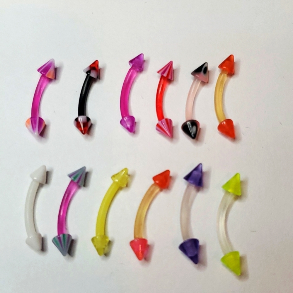 Eyebrow rings 12 pieces pvc spike tips